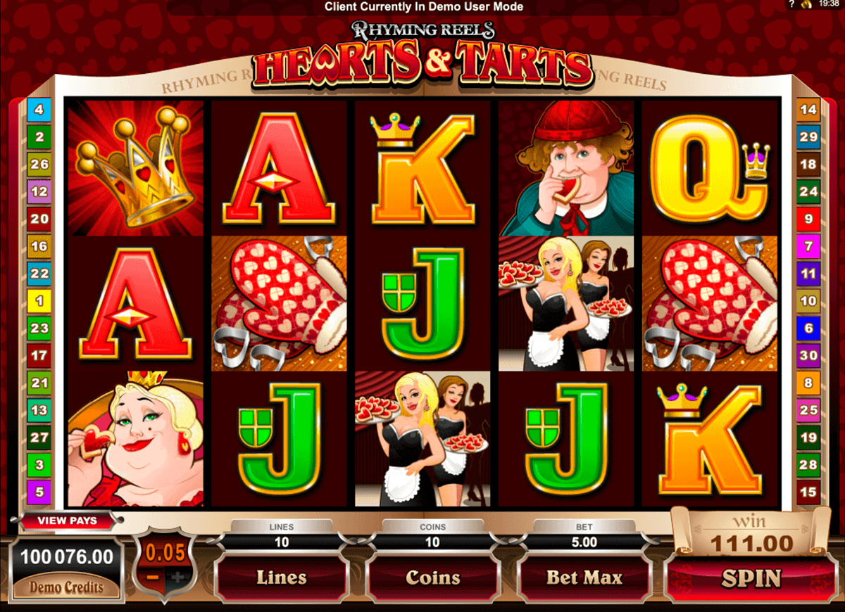 rhyming reels hearts and tarts microgaming kolikkopelit