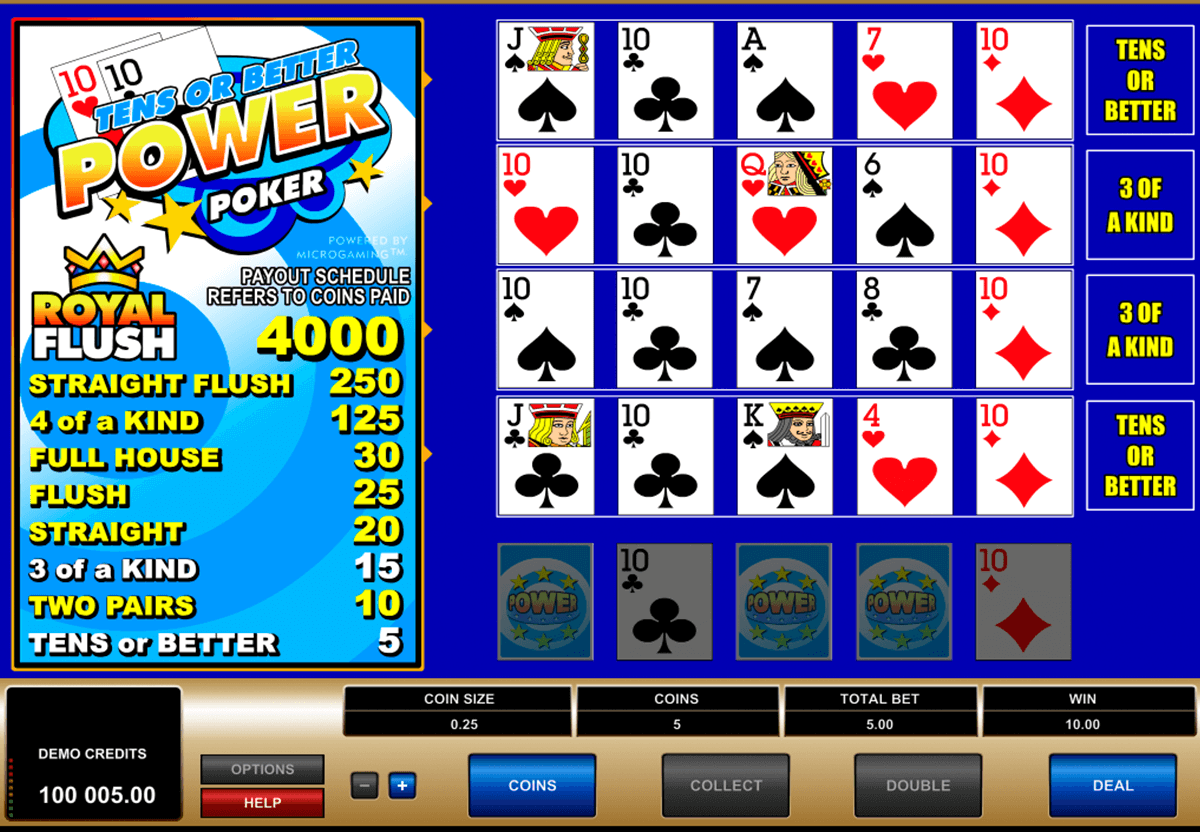 tens or better play power poker microgaming