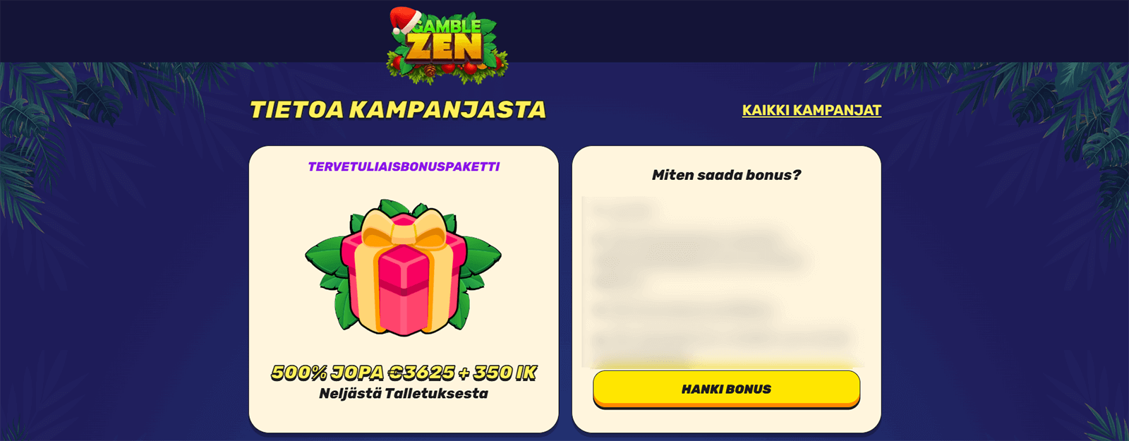 GambleZen Casinon Tervetuliaisbonus