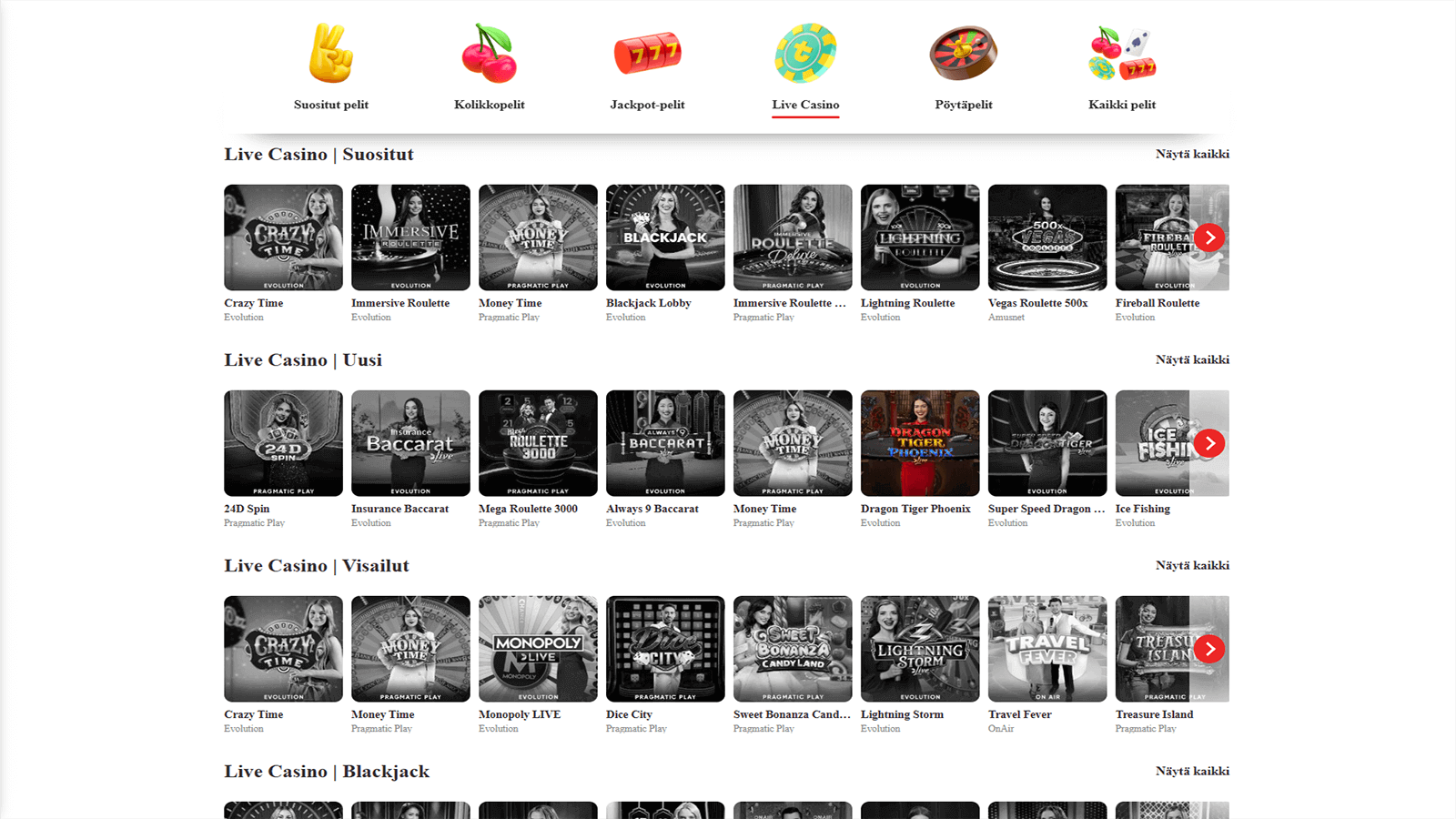 Live pelit Tuplaus Casinolla 