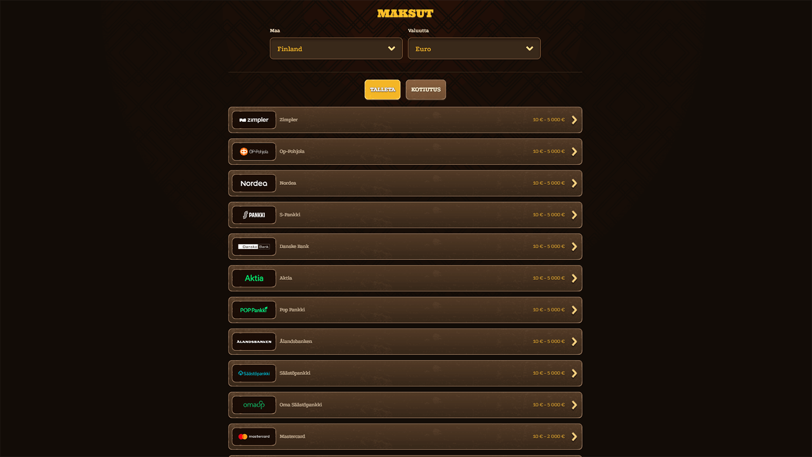 Lizaro Casinon Maksutavat