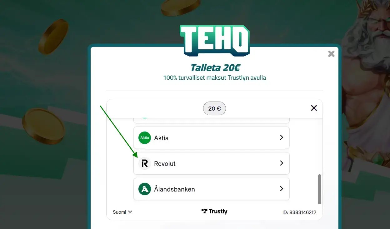 Revolut Pay n Play kasinoilla