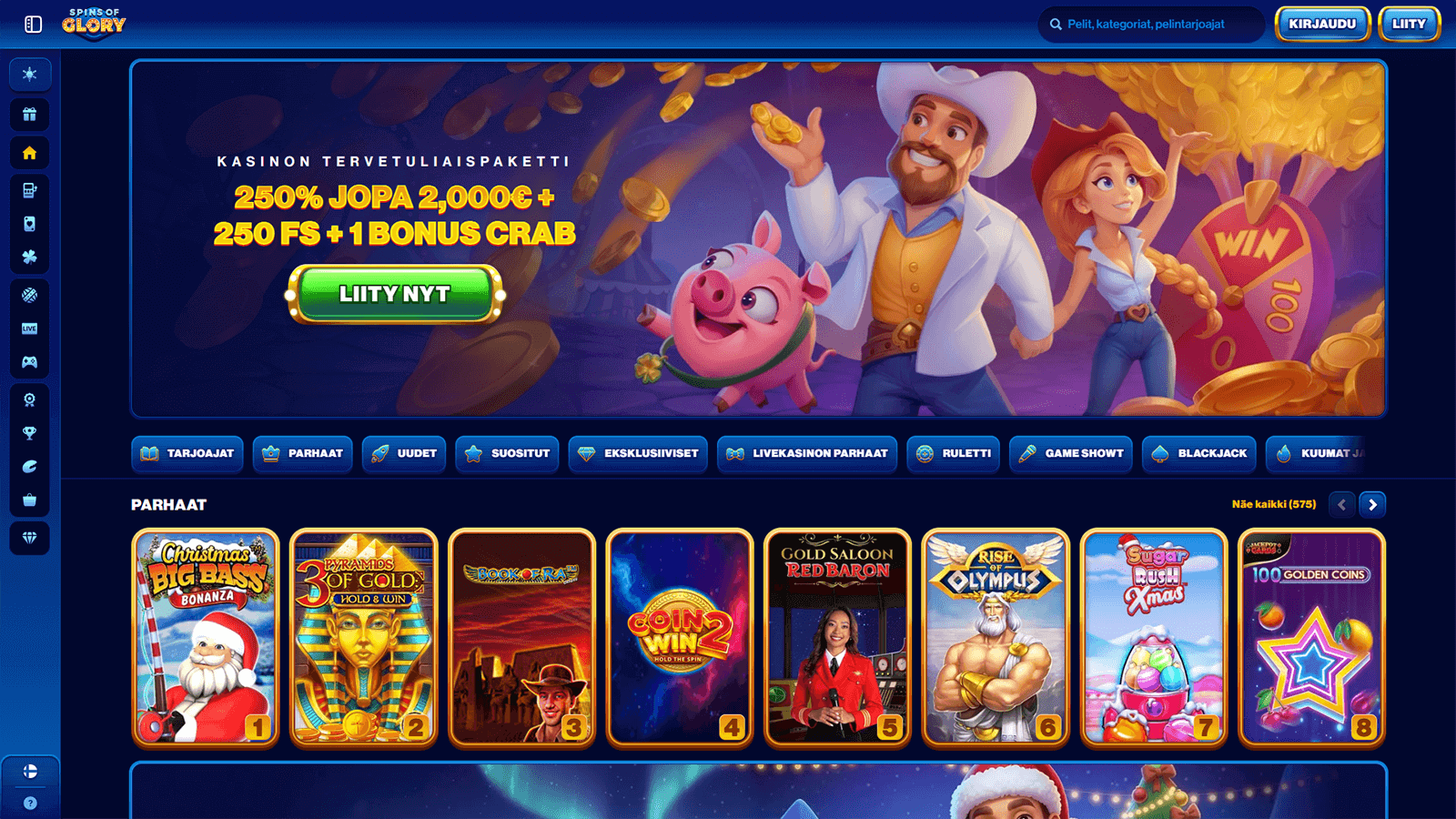 Spins of Glory Casinon kotisivu Suomessa 