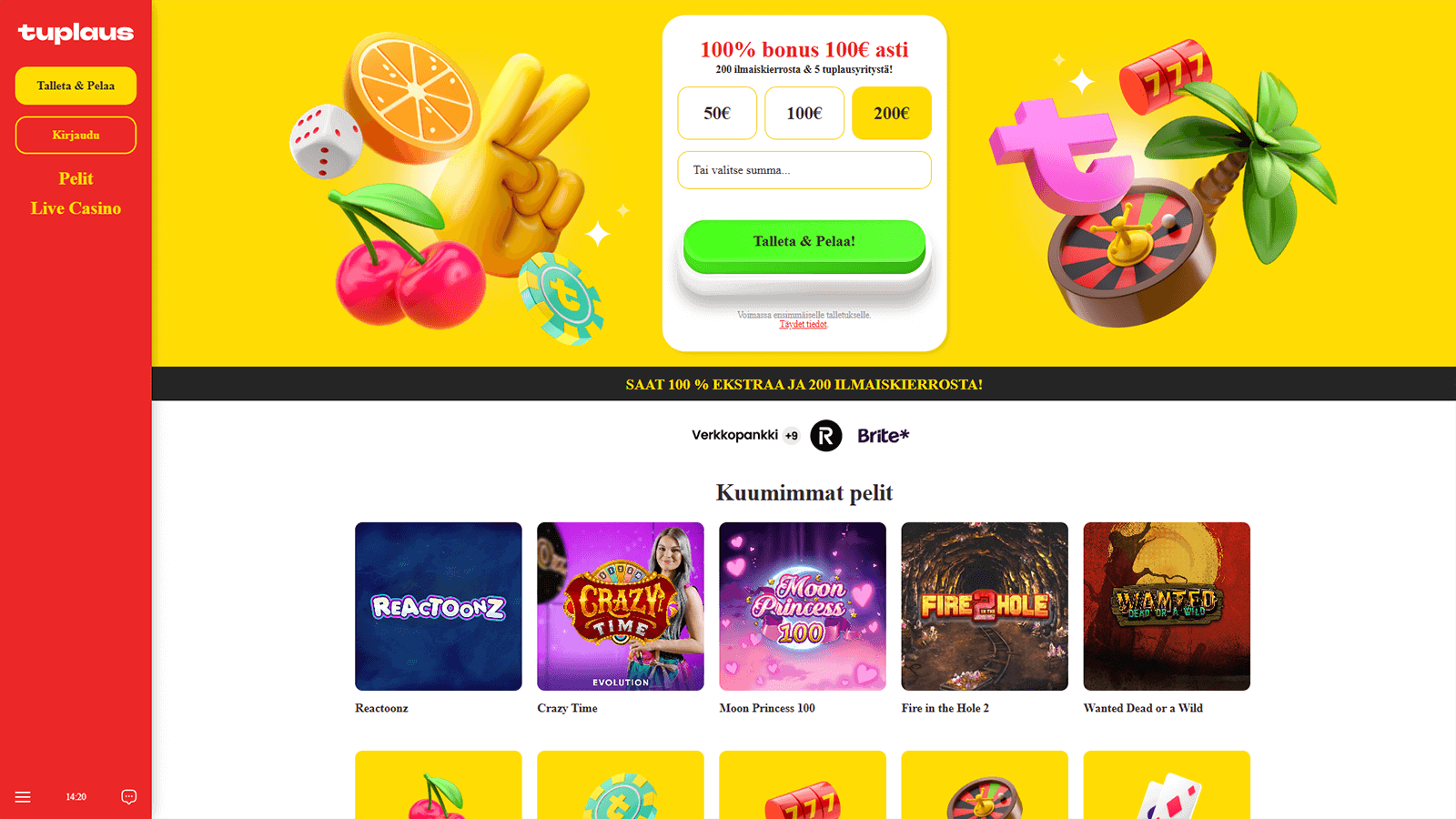 Tuplaus Casinon kotisivu Suomessa 