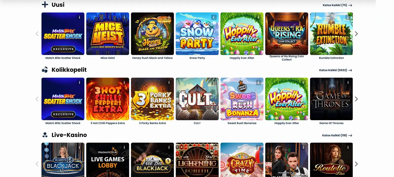 Casiku Casinon pelivalikoima Suomessa 