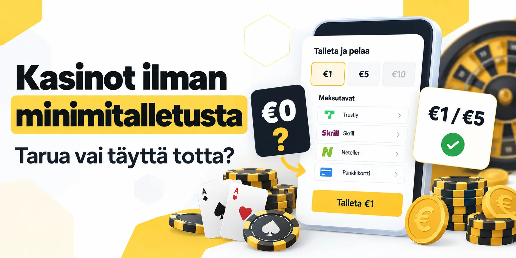 kasinot ilman minitalltusta - onko niit&auml; olemassa