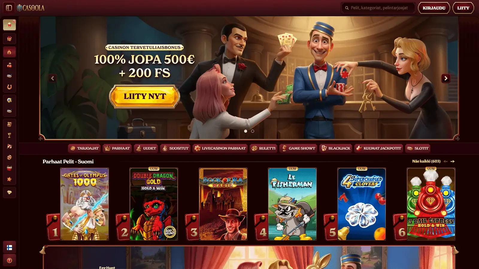 Casoola Casinon kotisivut Suomessa 