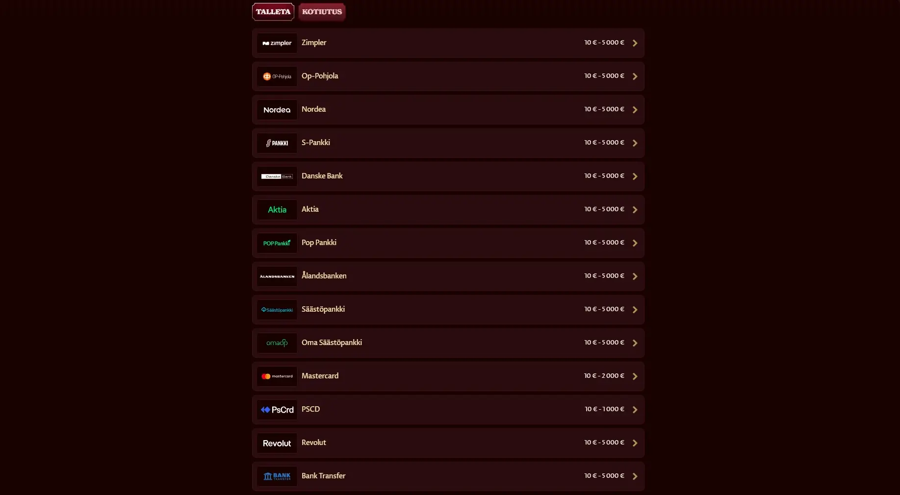 Casoola Casinon maksutavat Suomessa 