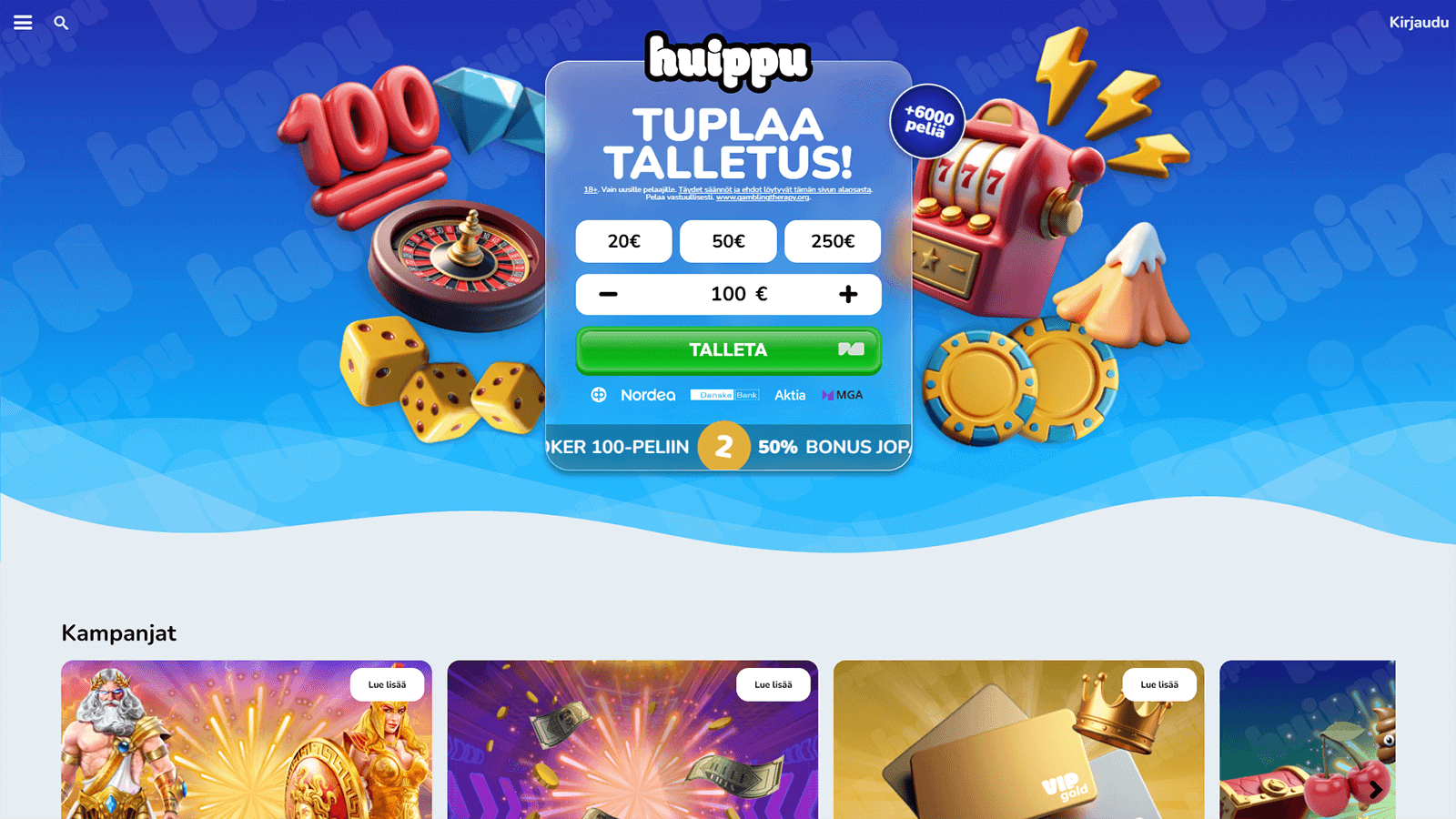 Huippukasino Homepage