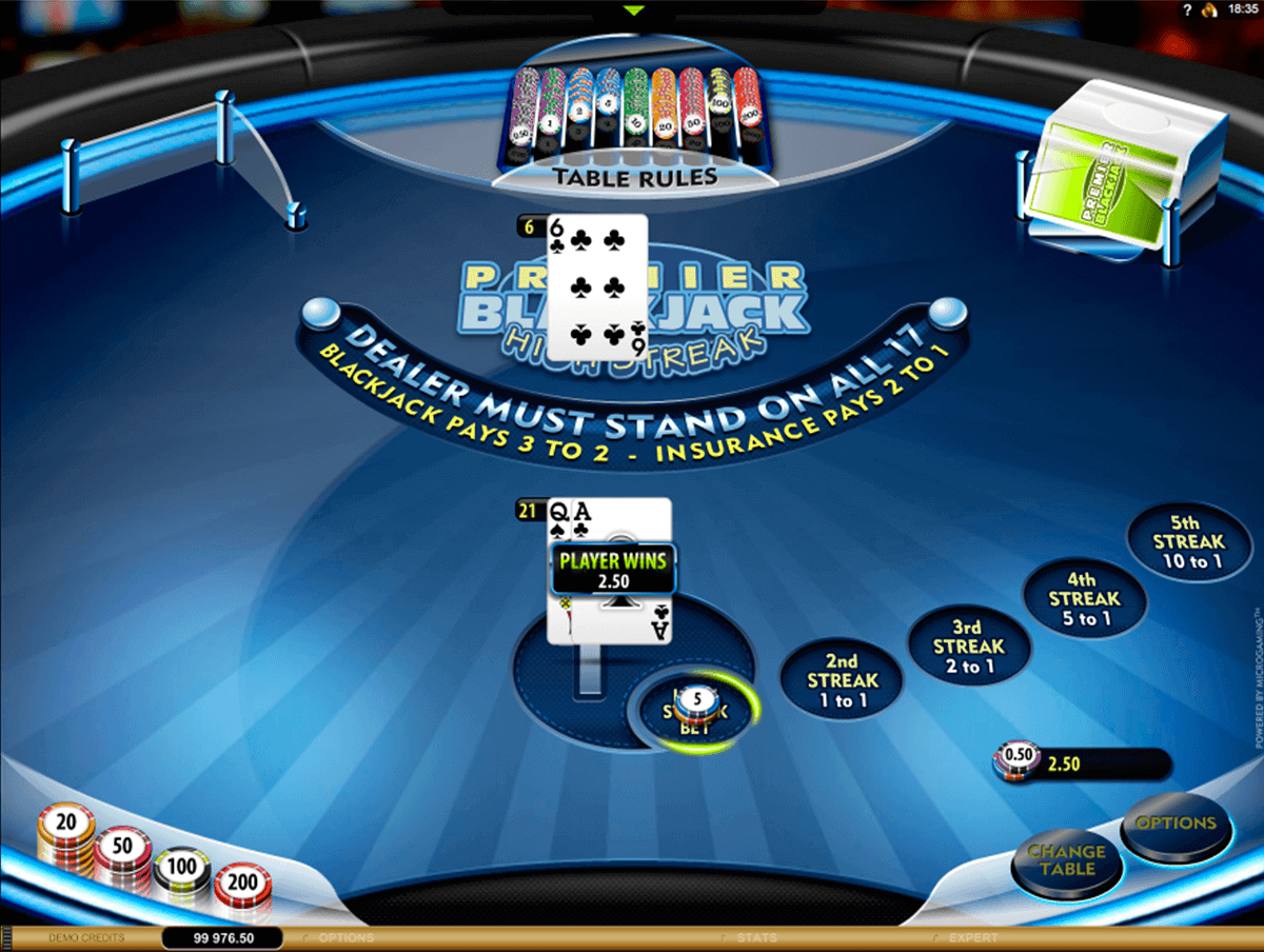 premier high streak blackjack microgaming blackjack