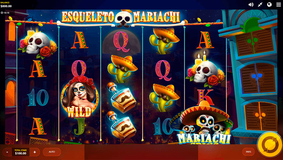 esqueleto mariachi red tiger kolikkopeli
