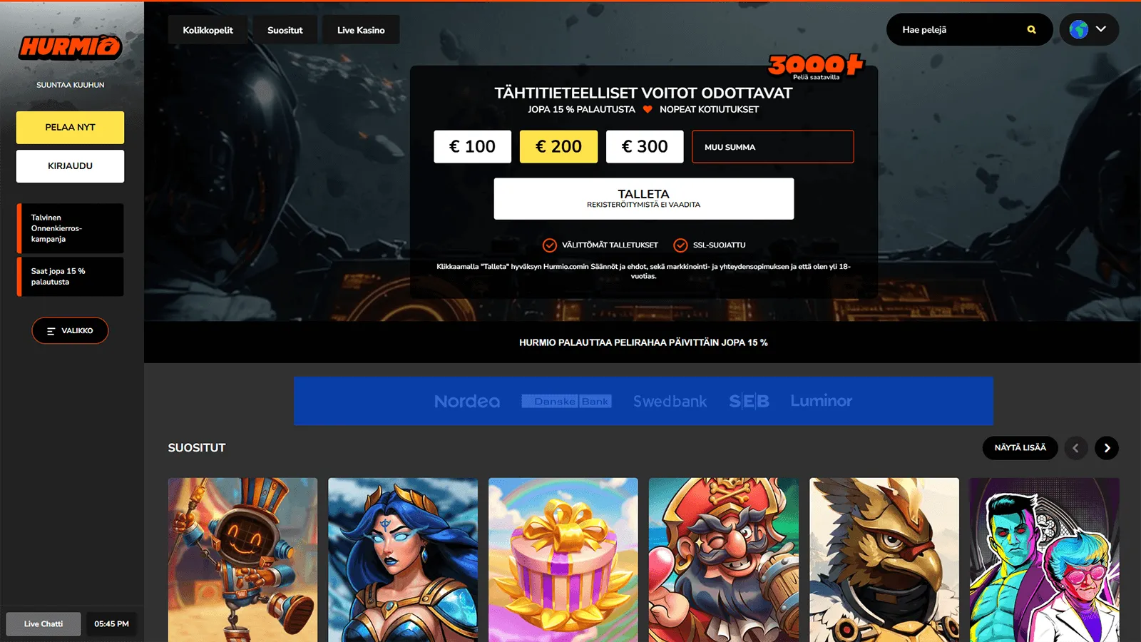 Hurmio Casinon kotisivut Suomessa 