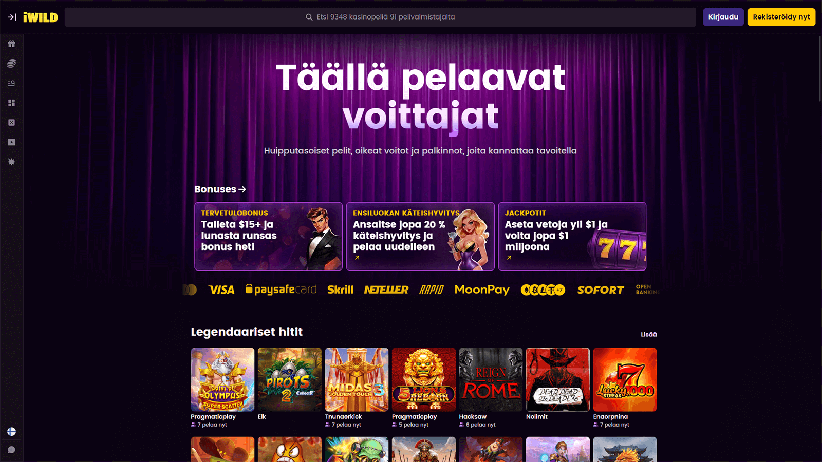 iWild Casinon kotisivu Suomessa 