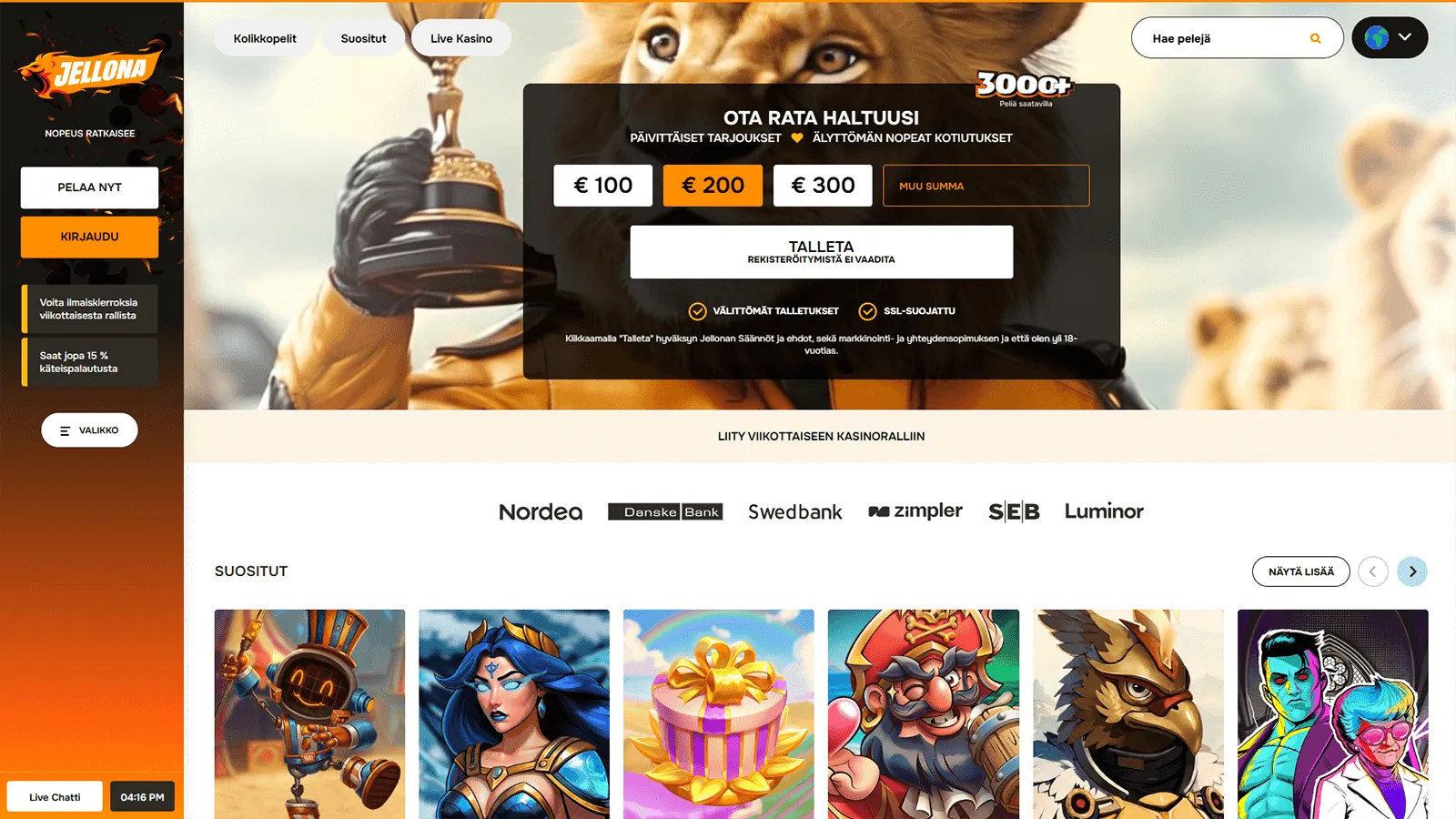 Jellona Casinon kotisivut Suomessa