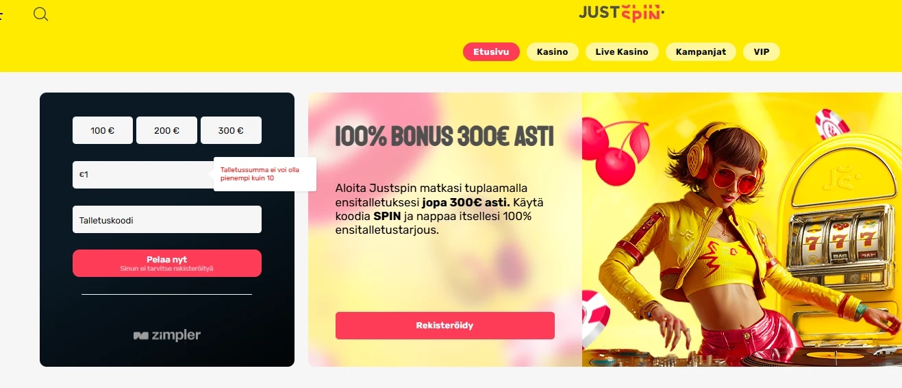 JustSpin_Kasino_Etusivu