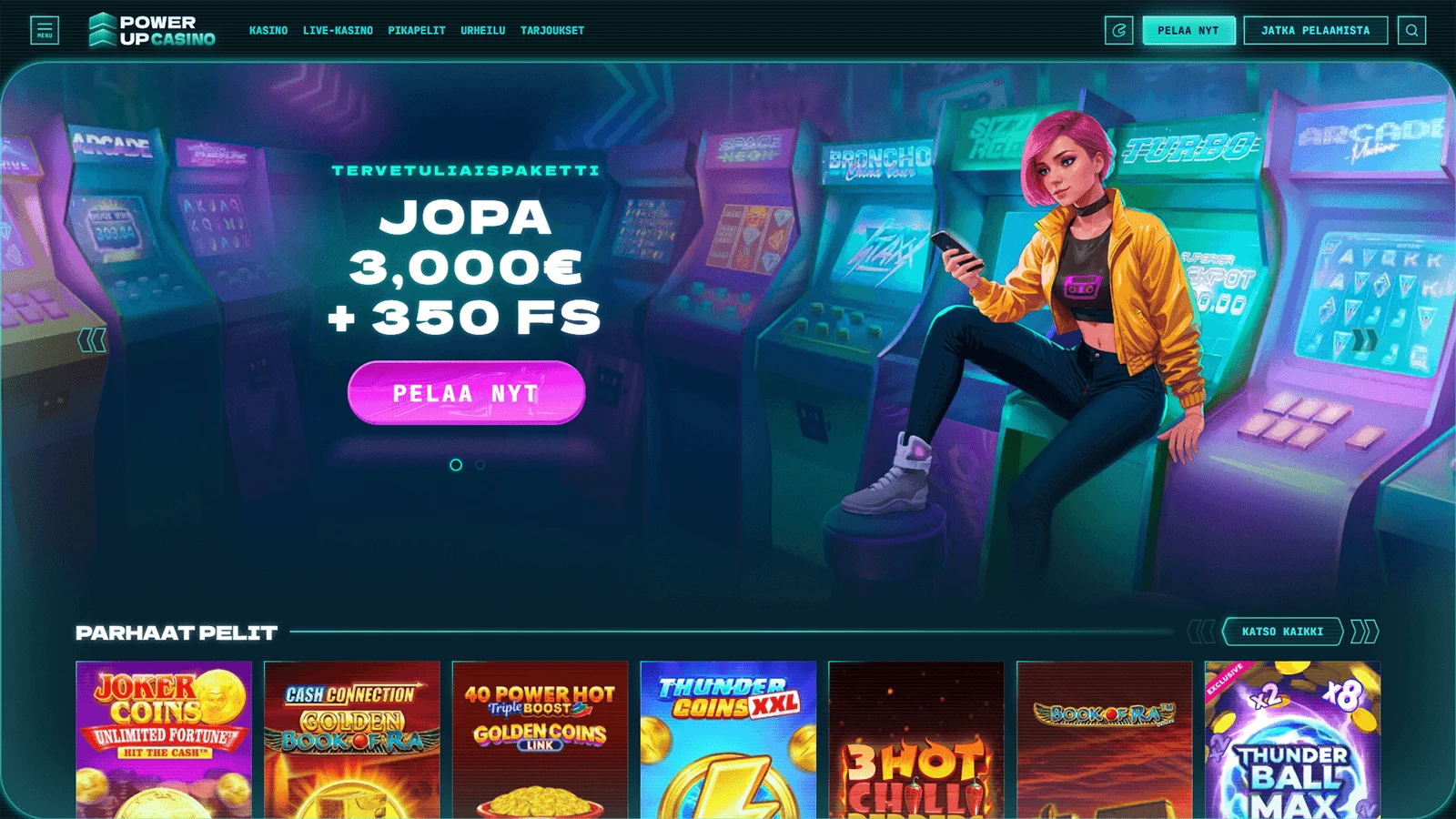 PowerUP Casinon kotisivu Suomessa 