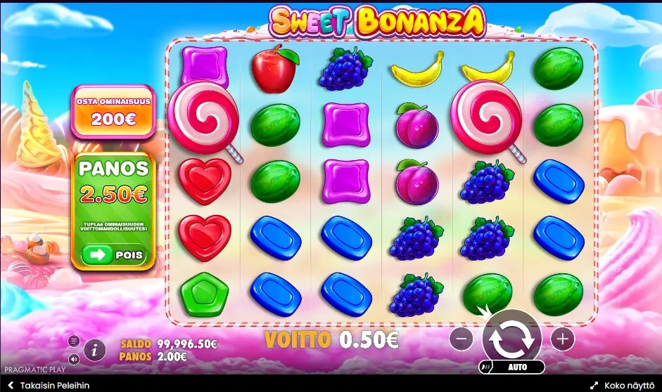 pragmatic play sweet bonanza pelin perusruutu ja voittosymbolit 