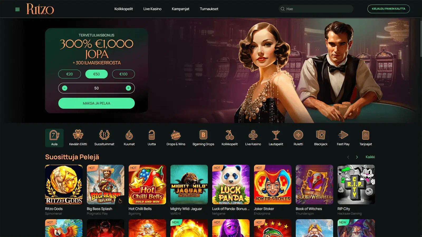 Ritzo Casinon kotisivut Suomessa