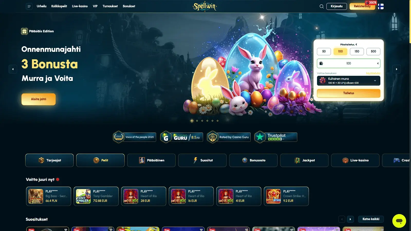 Spellwin Casinon kotisivut Suomessa 