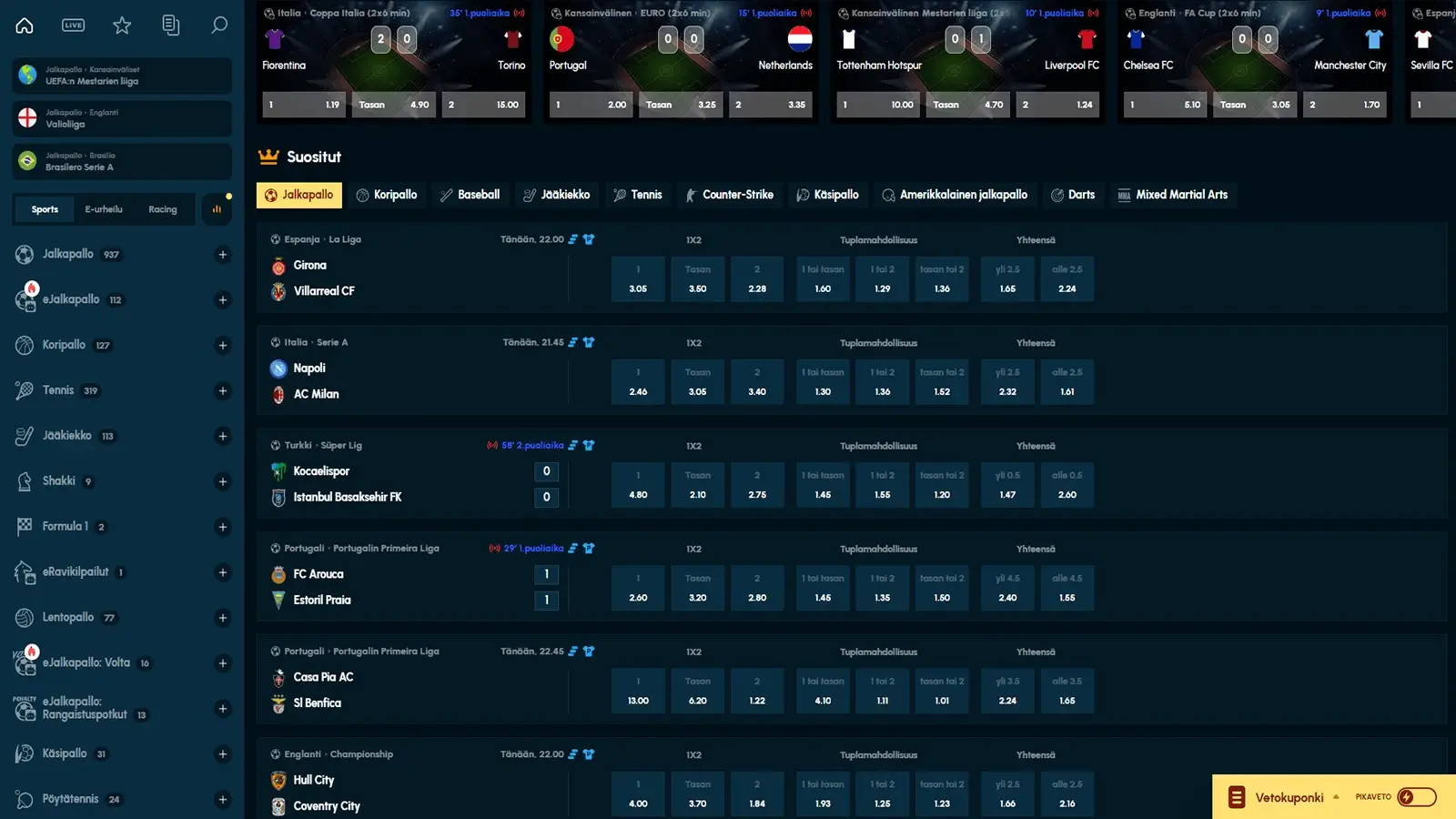 Spellwin Casinon urheiluvedonly&ouml;nti Suomessa 