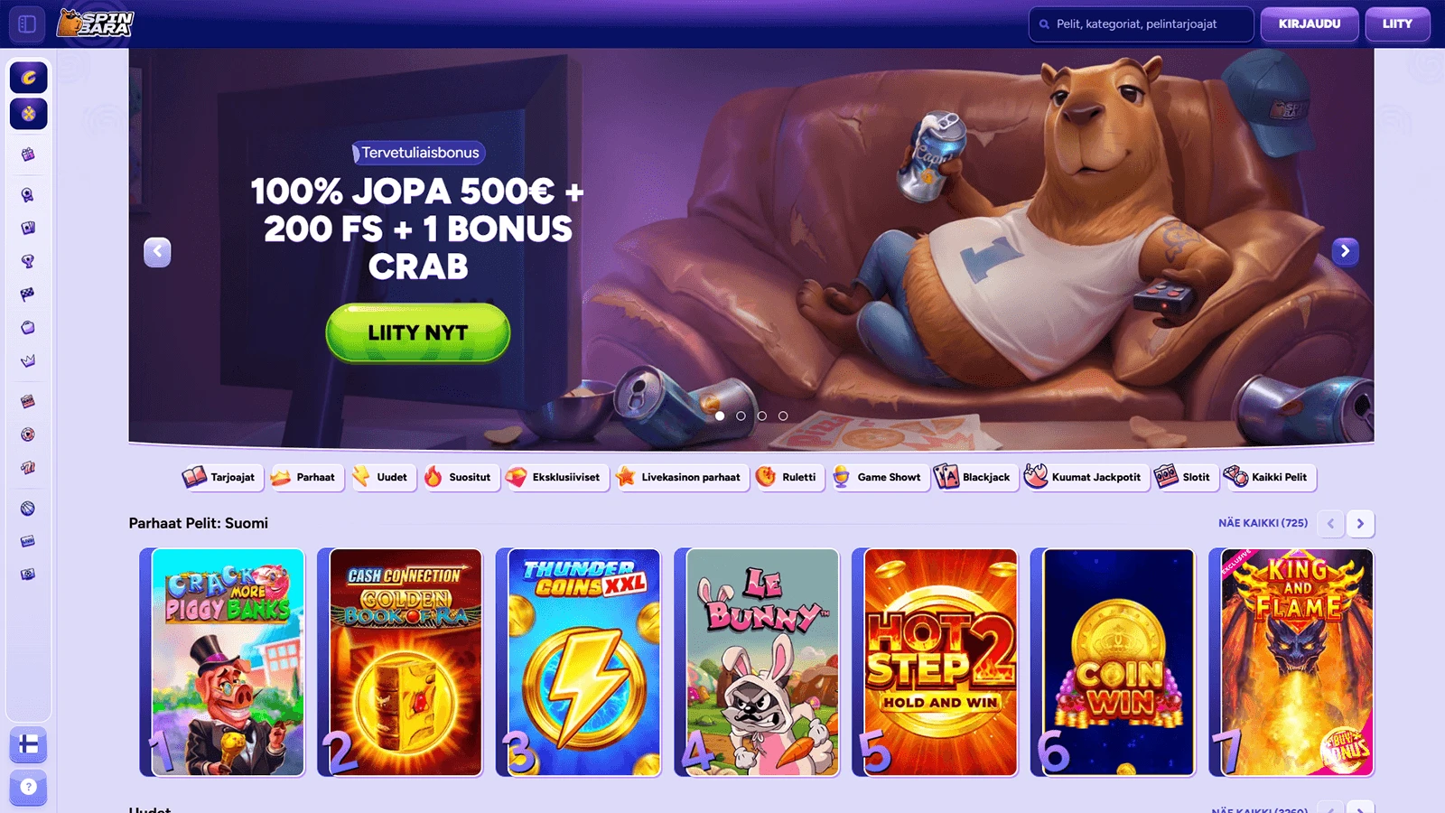 Spinbara Casinon kotisivut Suomessa 