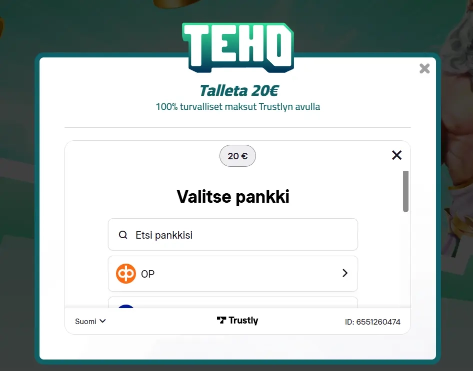 Teho_Kasino_Talletus_Trustlyn_Avulla