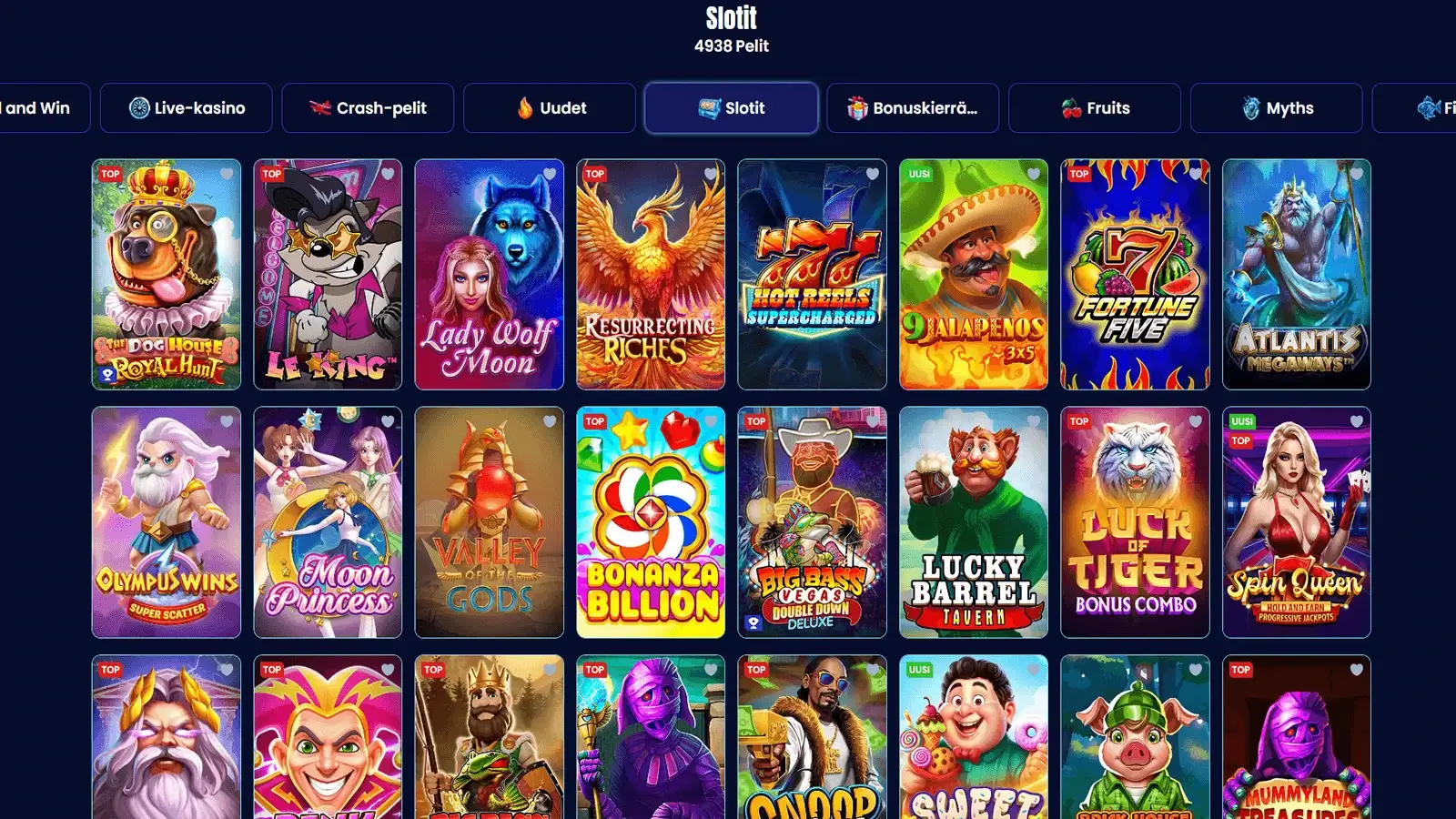 Trino Casinon kolikkopelivalikoima Suomessa 