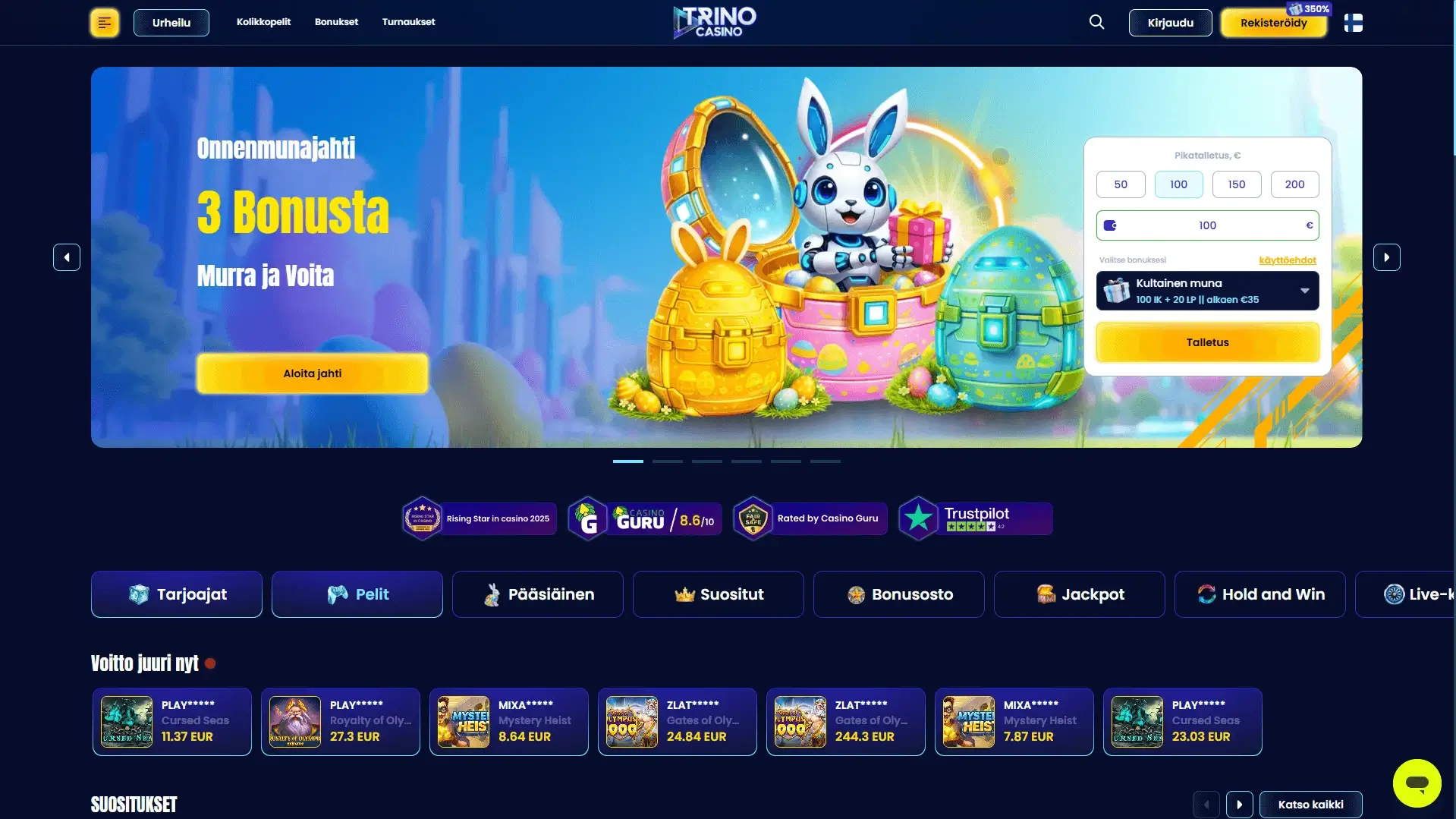 Trino Casinon kotisivut Suomessa 