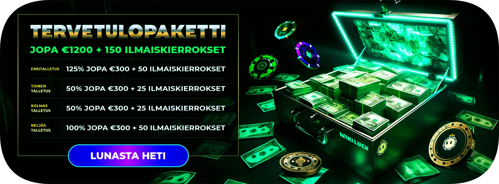 WikiLuck Casinon tervetuliaisbonus Suomessa 