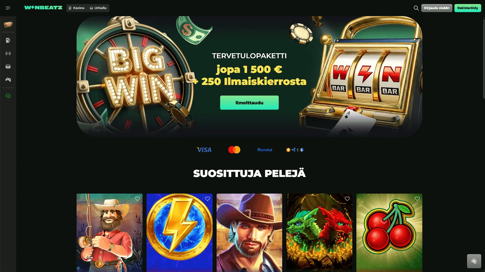 Winbeatz Casinon kotisivu Suomessa 
