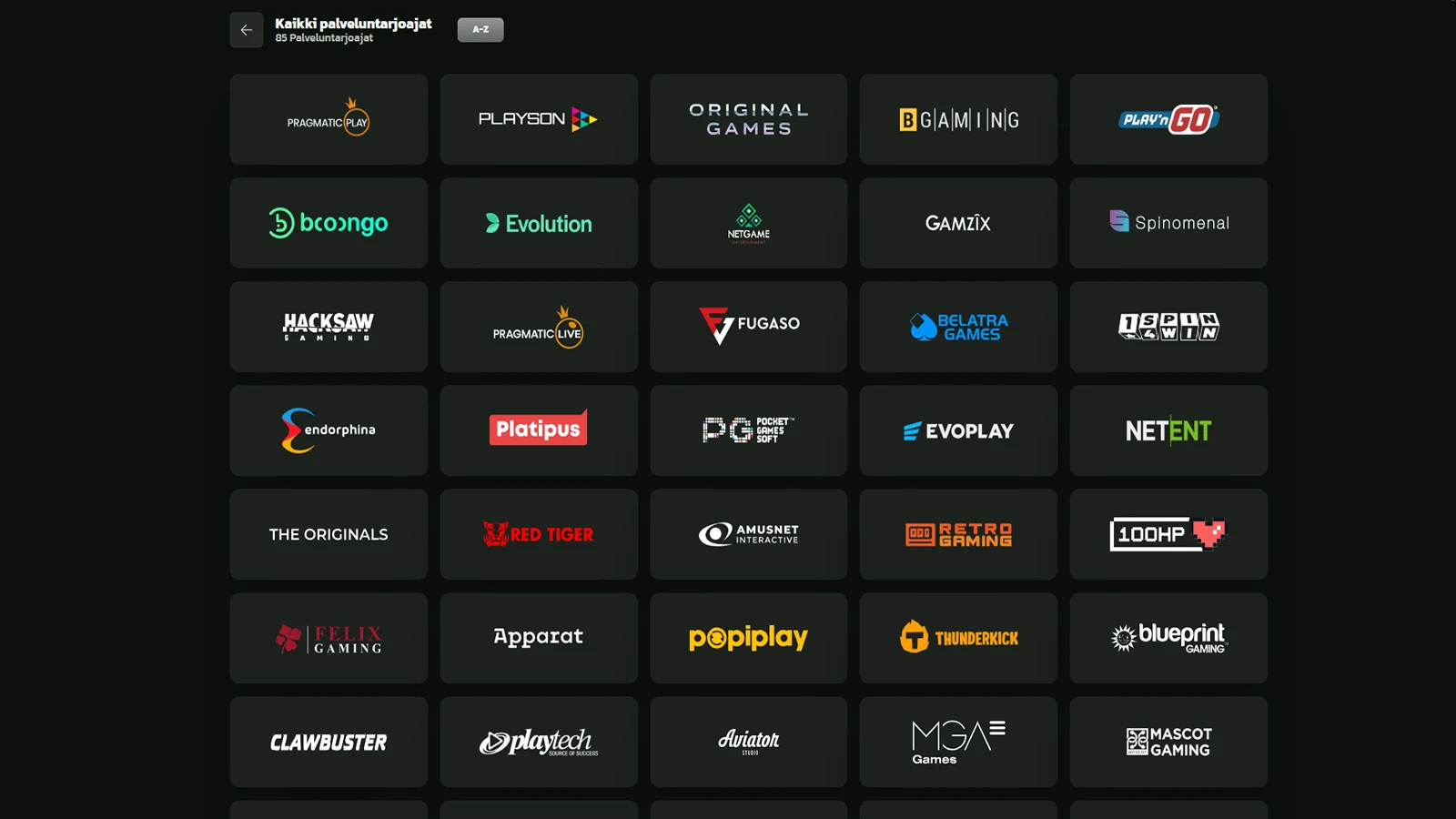 Winbeatz Casinon pelivalmistajien valikoima Suomessa 